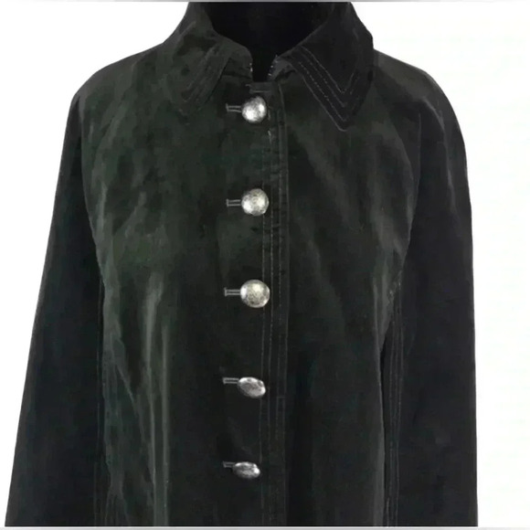 Vintage Nine West Velvet Cape/Wrap Size S Dark Green Button front Oversized Fall - Picture 4 of 15